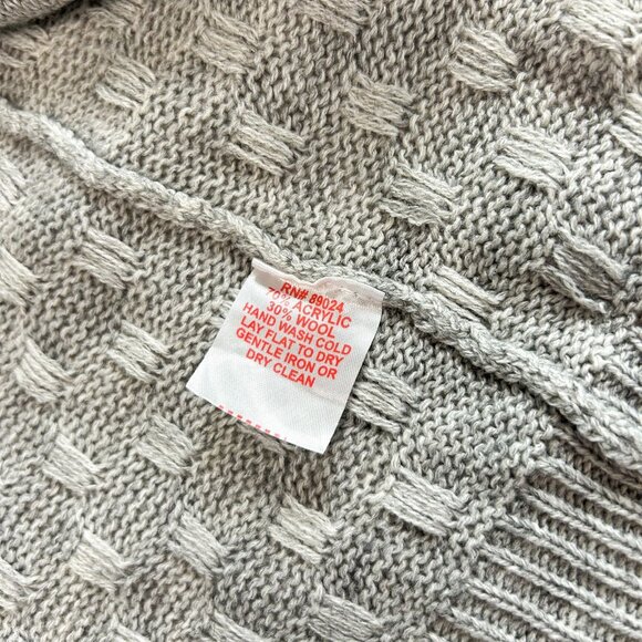 English Laundry Gray Open Front Cardigan Sweater Knit Drape Shawl Collar Medium - Picture 5 of 6